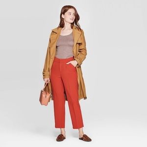 NWT Red Pleated Cropped Dress Pants Trousers